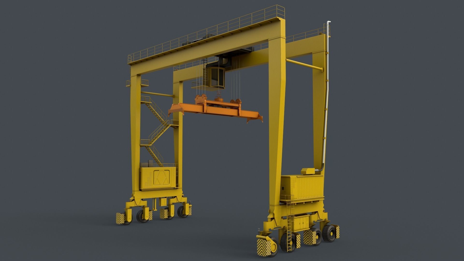 PBR Rubber Tyred Gantry Crane RTG V2 - Multi color Pack 3D Model Collection_15