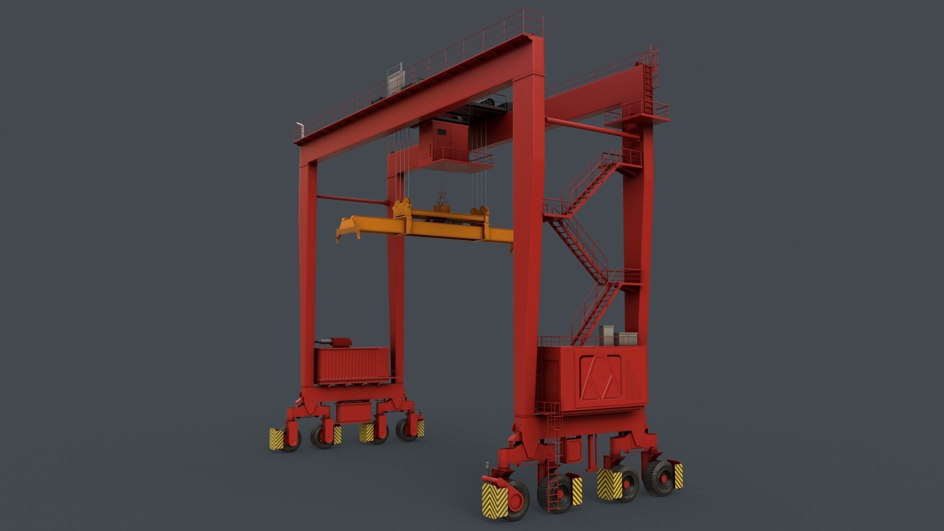 PBR Rubber Tyred Gantry Crane RTG V2 - Multi color Pack 3D Model Collection_52