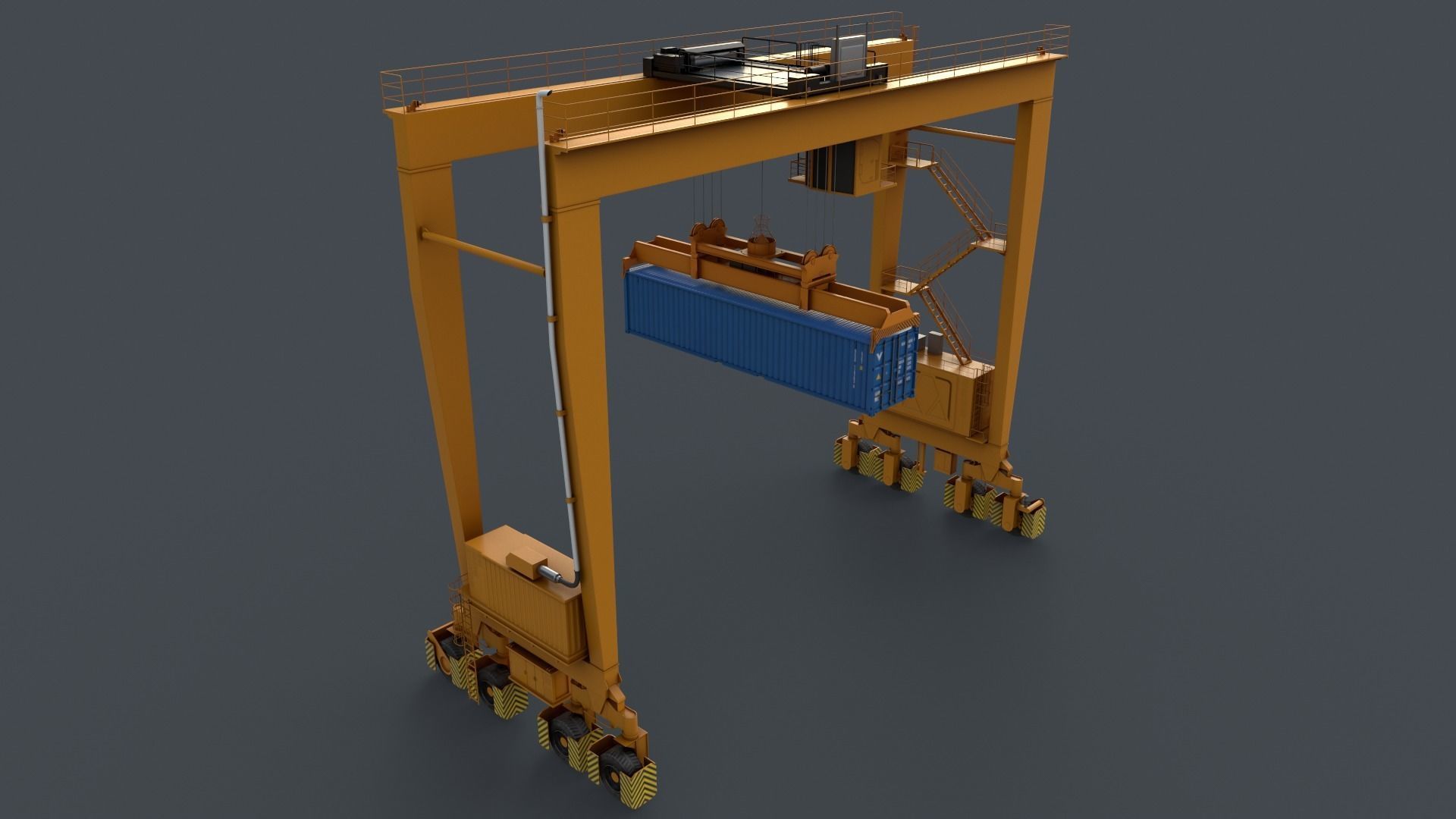 PBR Rubber Tyred Gantry Crane RTG V2 - Multi color Pack 3D Model Collection_82