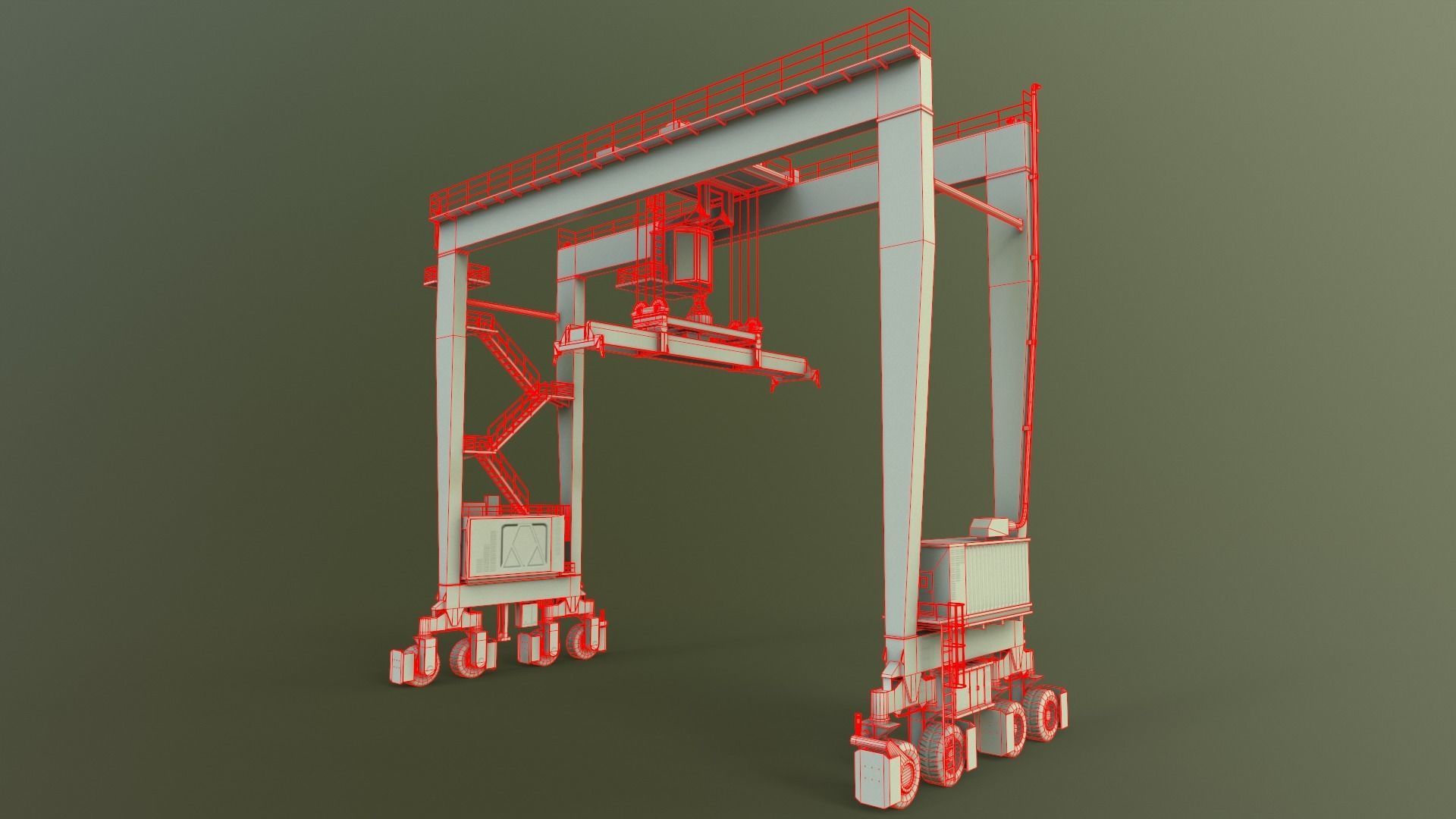 PBR Rubber Tyred Gantry Crane RTG V2 - Multi color Pack 3D Model Collection_100