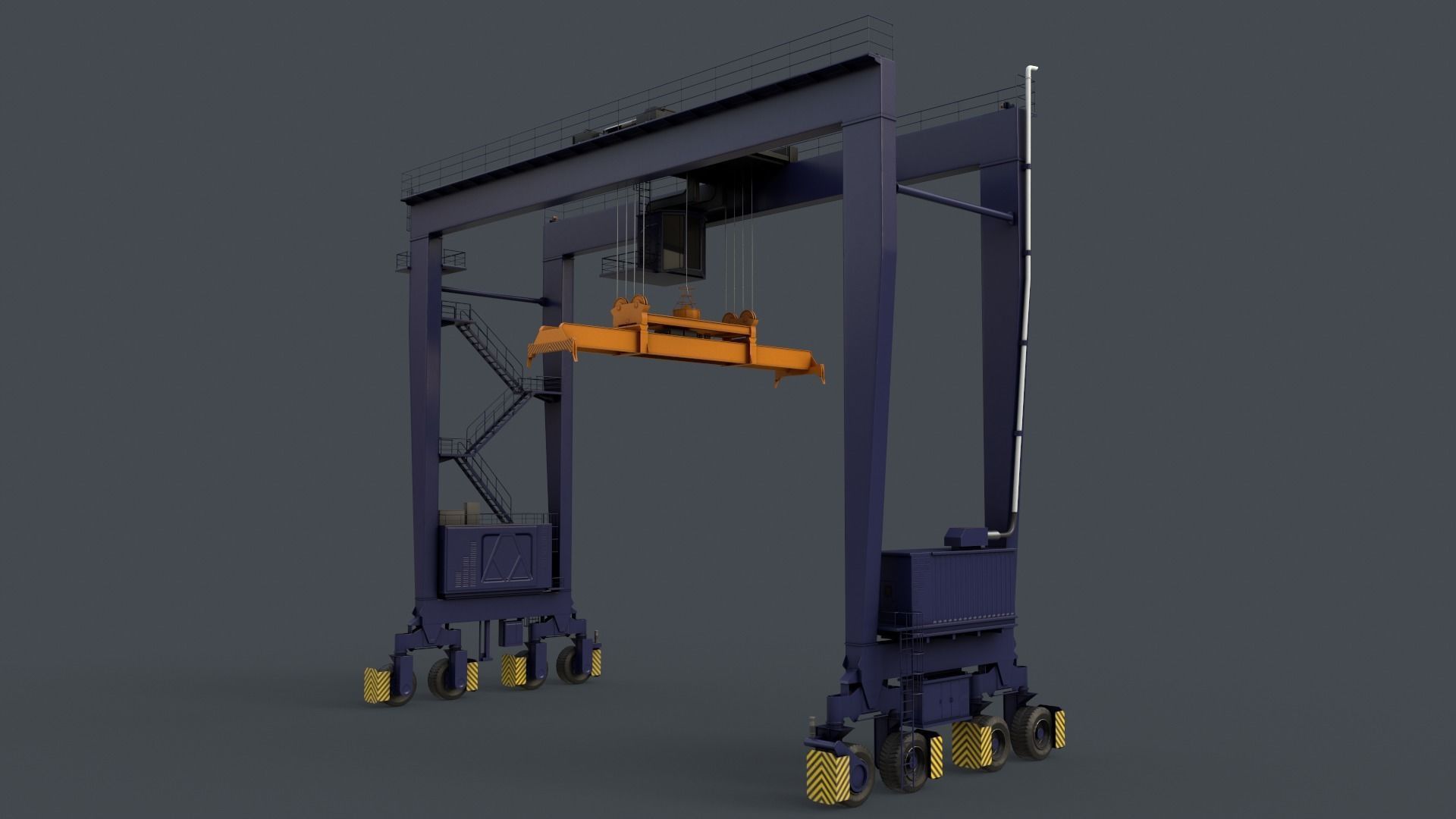 PBR Rubber Tyred Gantry Crane RTG V2 - Multi color Pack 3D Model Collection_24