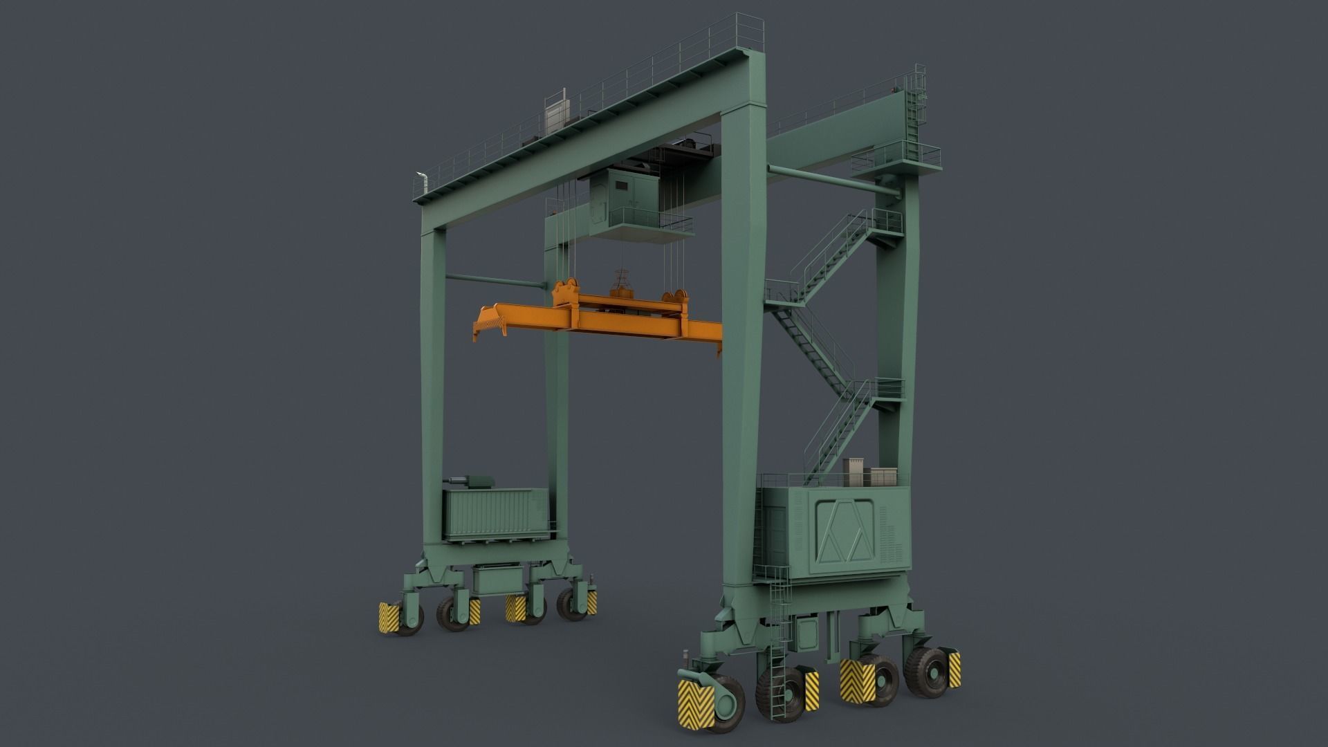 PBR Rubber Tyred Gantry Crane RTG V2 - Multi color Pack 3D Model Collection_53