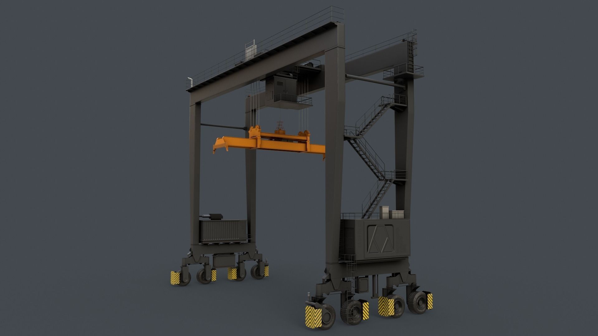 PBR Rubber Tyred Gantry Crane RTG V2 - Multi color Pack 3D Model Collection_56