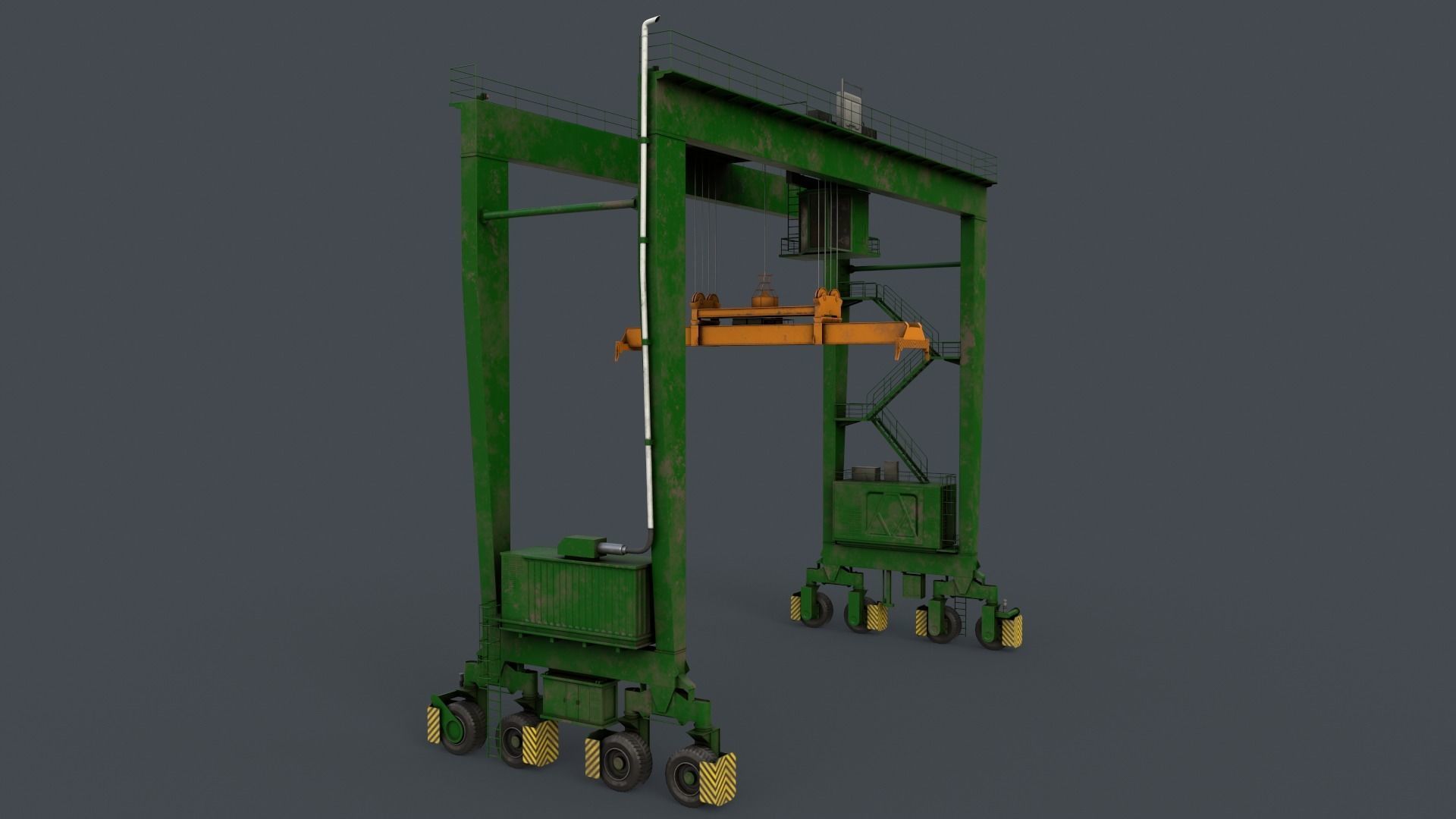 PBR Rubber Tyred Gantry Crane RTG V2 - Multi color Pack 3D Model Collection_36
