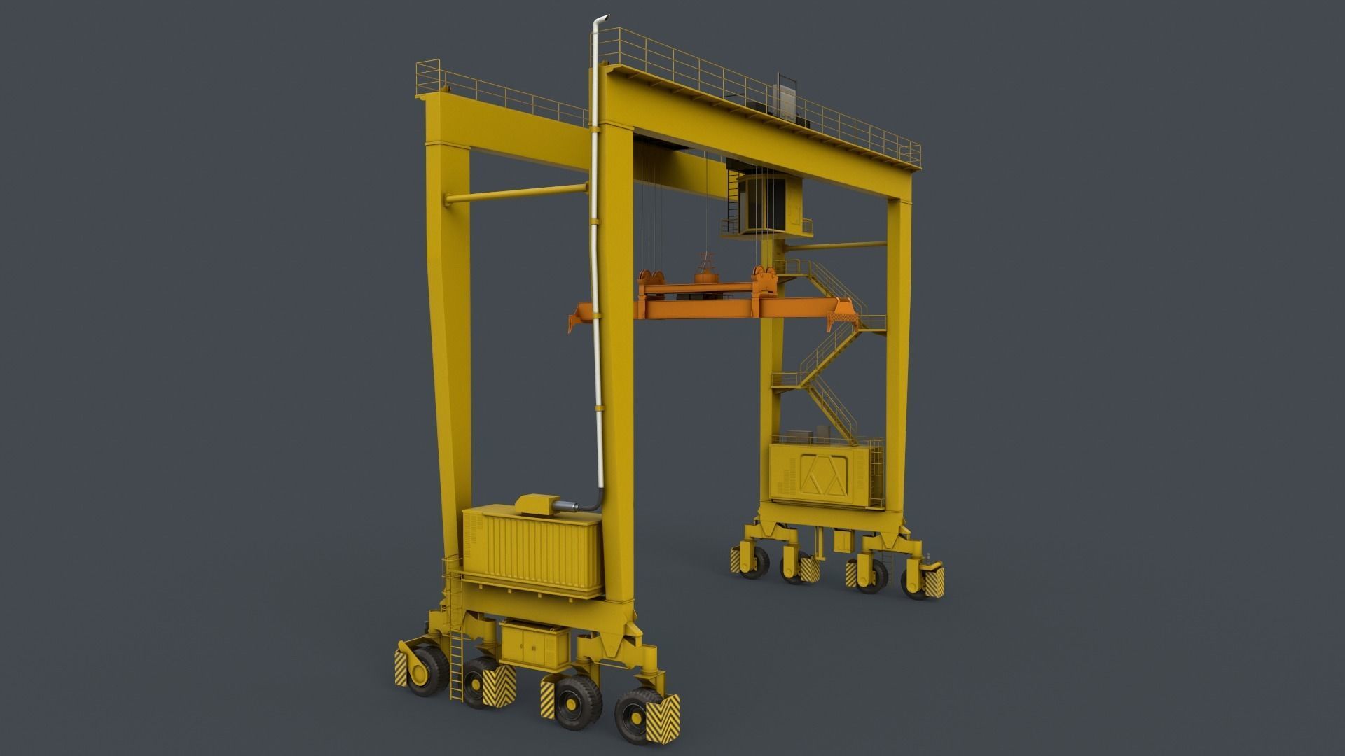 PBR Rubber Tyred Gantry Crane RTG V2 - Multi color Pack 3D Model Collection_39