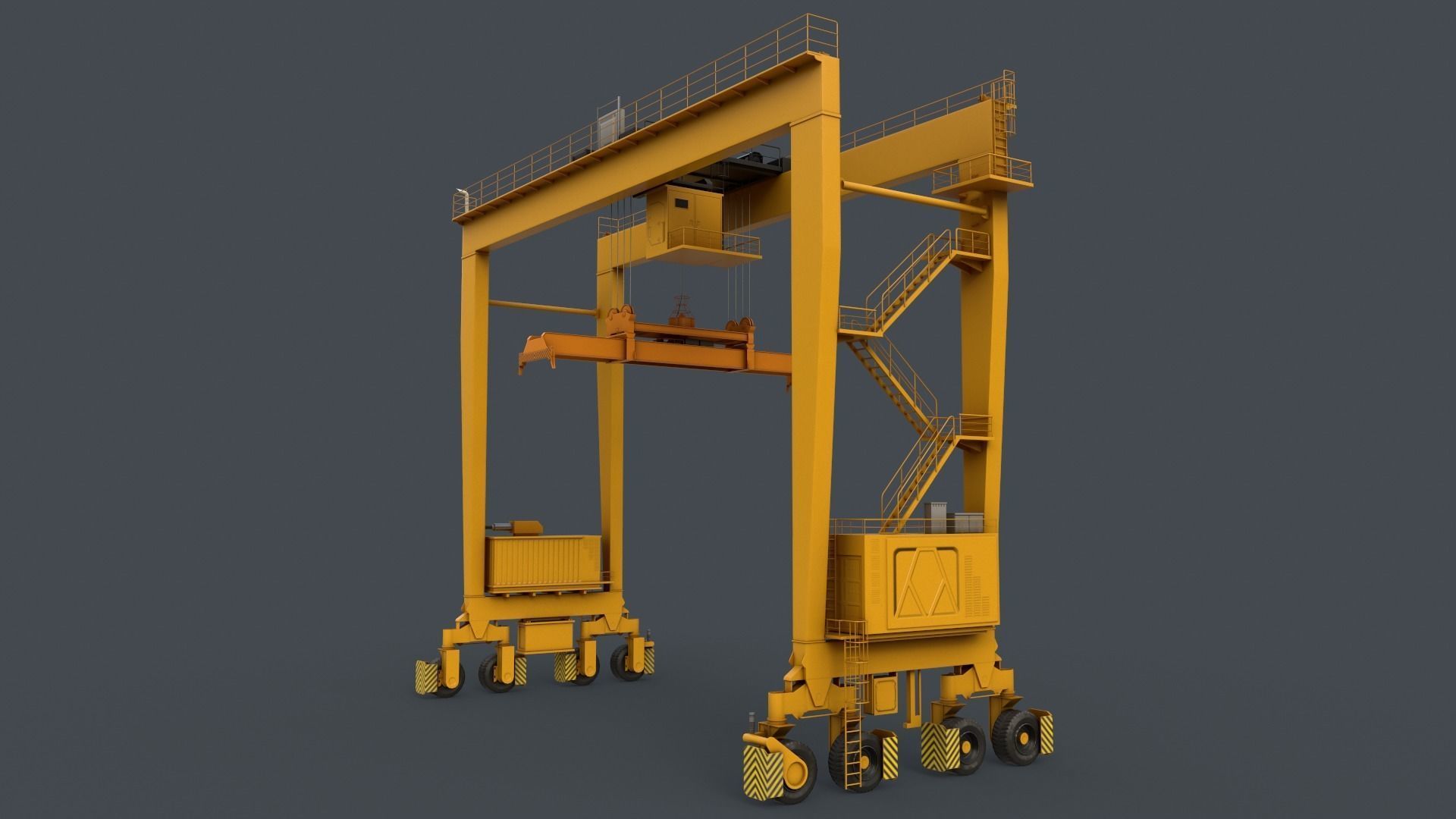 PBR Rubber Tyred Gantry Crane RTG V2 - Multi color Pack 3D Model Collection_50