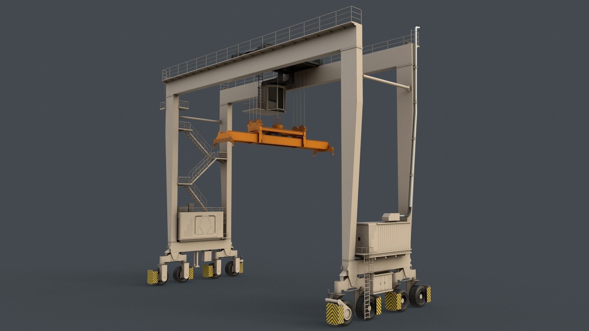 PBR Rubber Tyred Gantry Crane RTG V2 - Multi color Pack 3D Model Collection_21