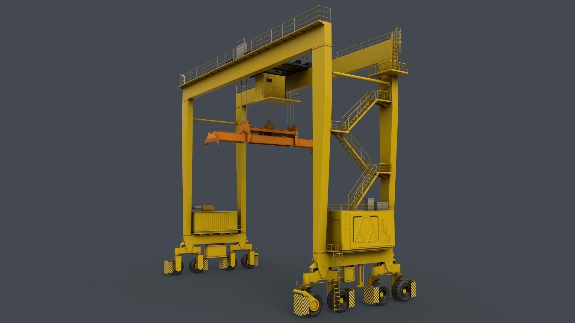 PBR Rubber Tyred Gantry Crane RTG V2 - Multi color Pack 3D Model Collection_60