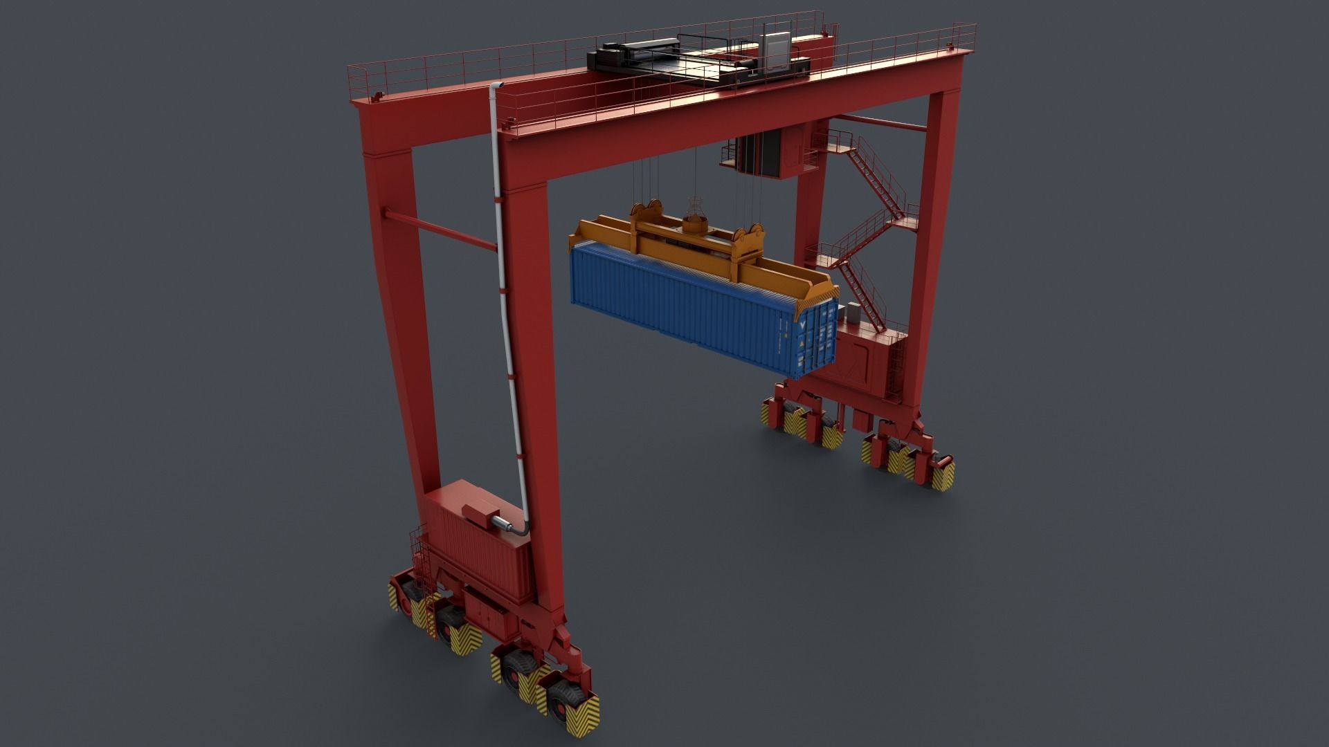PBR Rubber Tyred Gantry Crane RTG V2 - Multi color Pack 3D Model Collection_81
