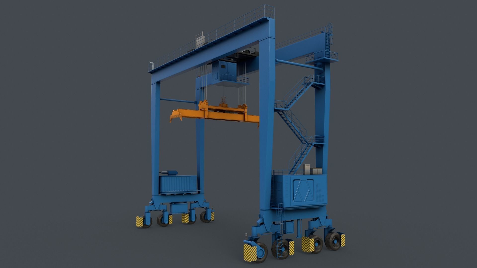 PBR Rubber Tyred Gantry Crane RTG V2 - Multi color Pack 3D Model Collection_57
