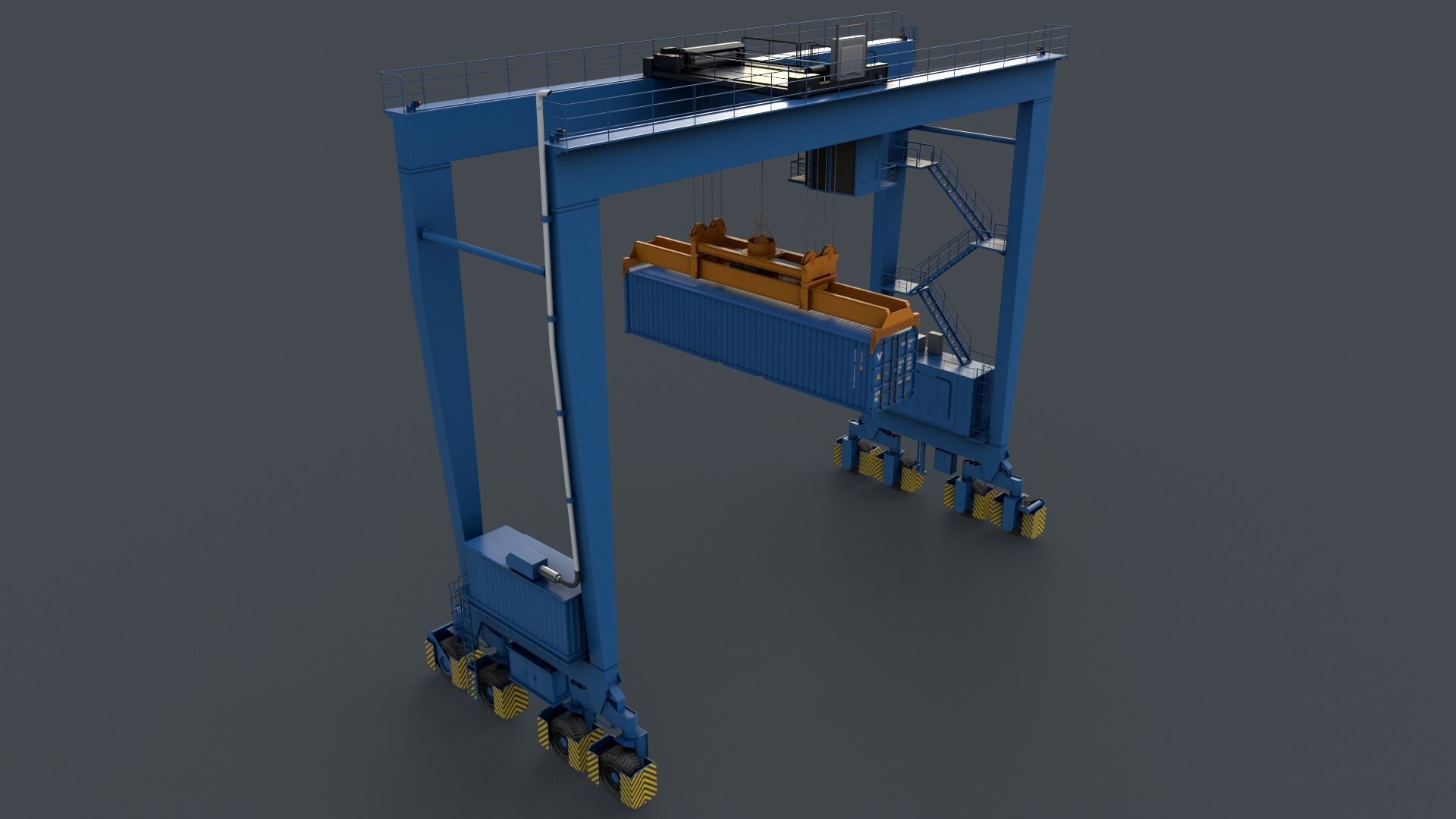 PBR Rubber Tyred Gantry Crane RTG V2 - Multi color Pack 3D Model Collection_85