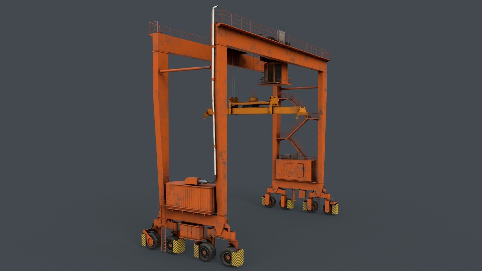 PBR Rubber Tyred Gantry Crane RTG V2 - Multi color Pack 3D Model Collection_46