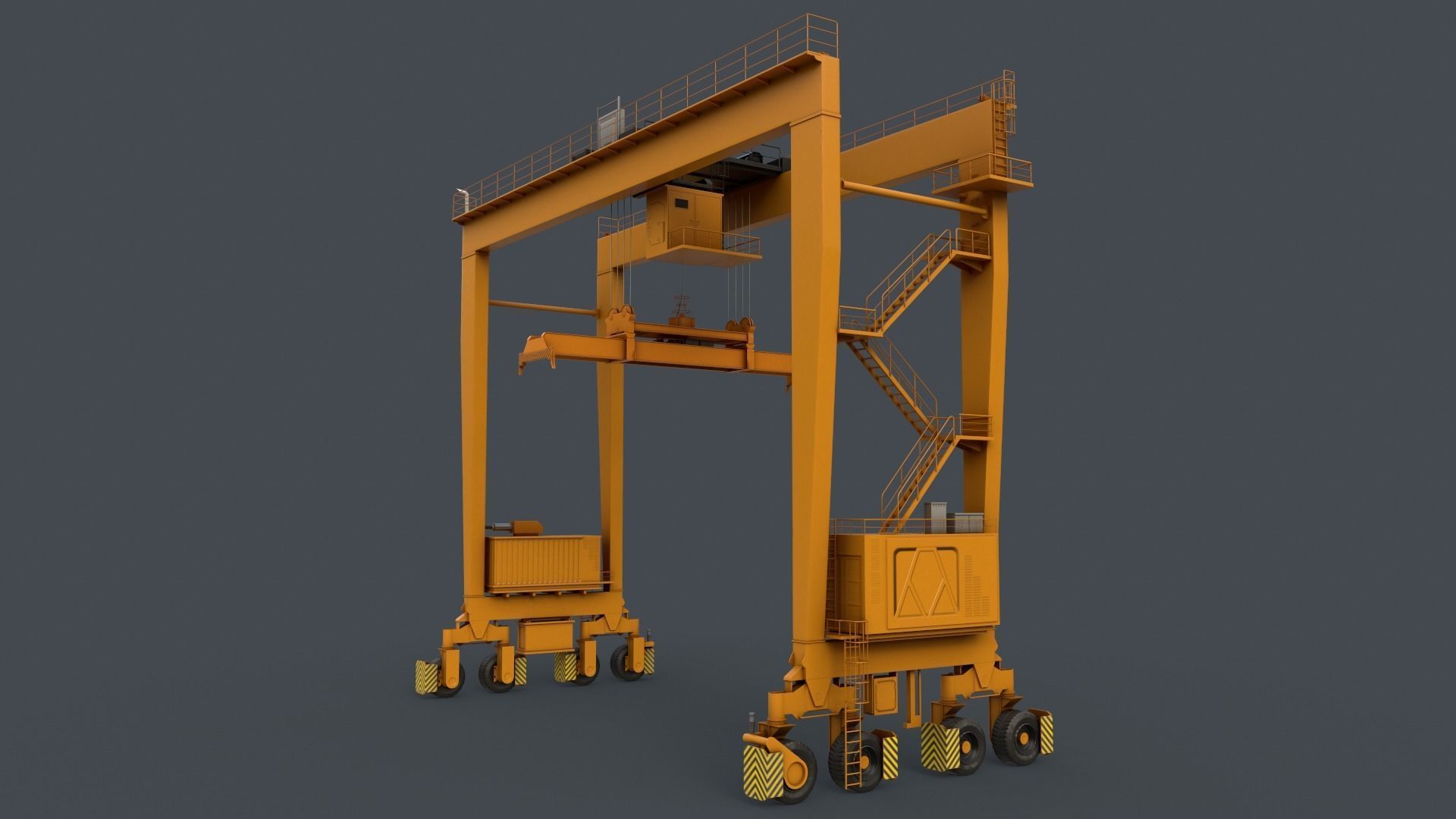 PBR Rubber Tyred Gantry Crane RTG V2 - Multi color Pack 3D Model Collection_58