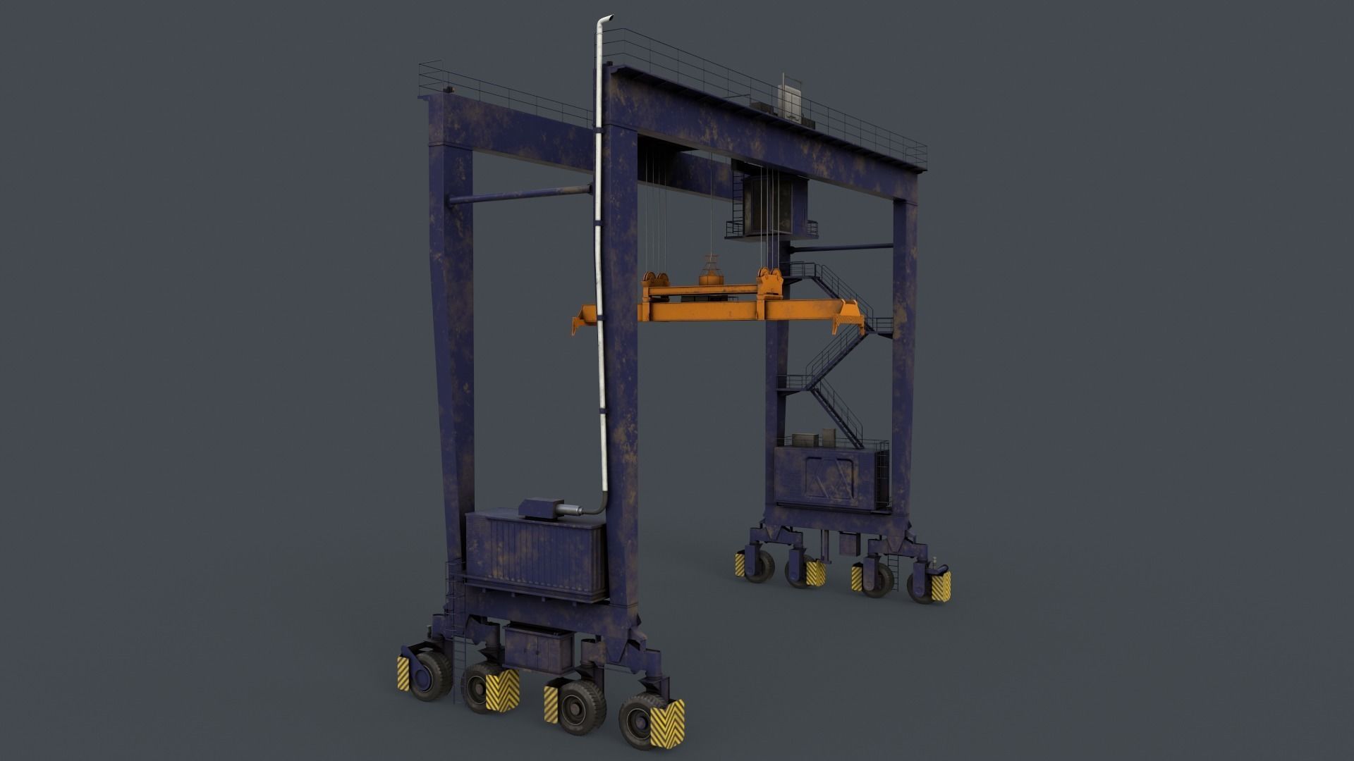 PBR Rubber Tyred Gantry Crane RTG V2 - Multi color Pack 3D Model Collection_17