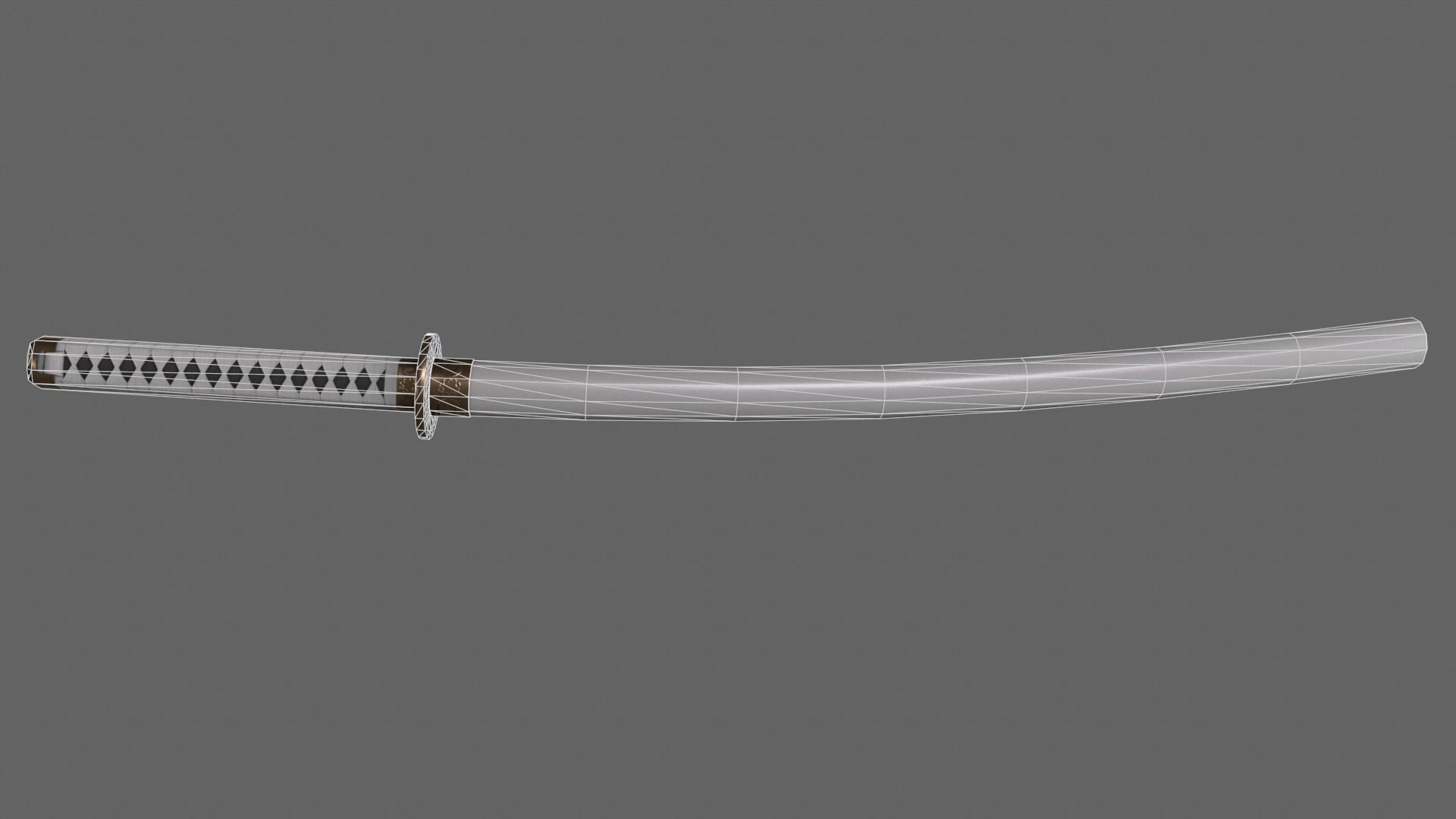 PBR Katana Japanese Sword White V2 Low-poly 3D model_5