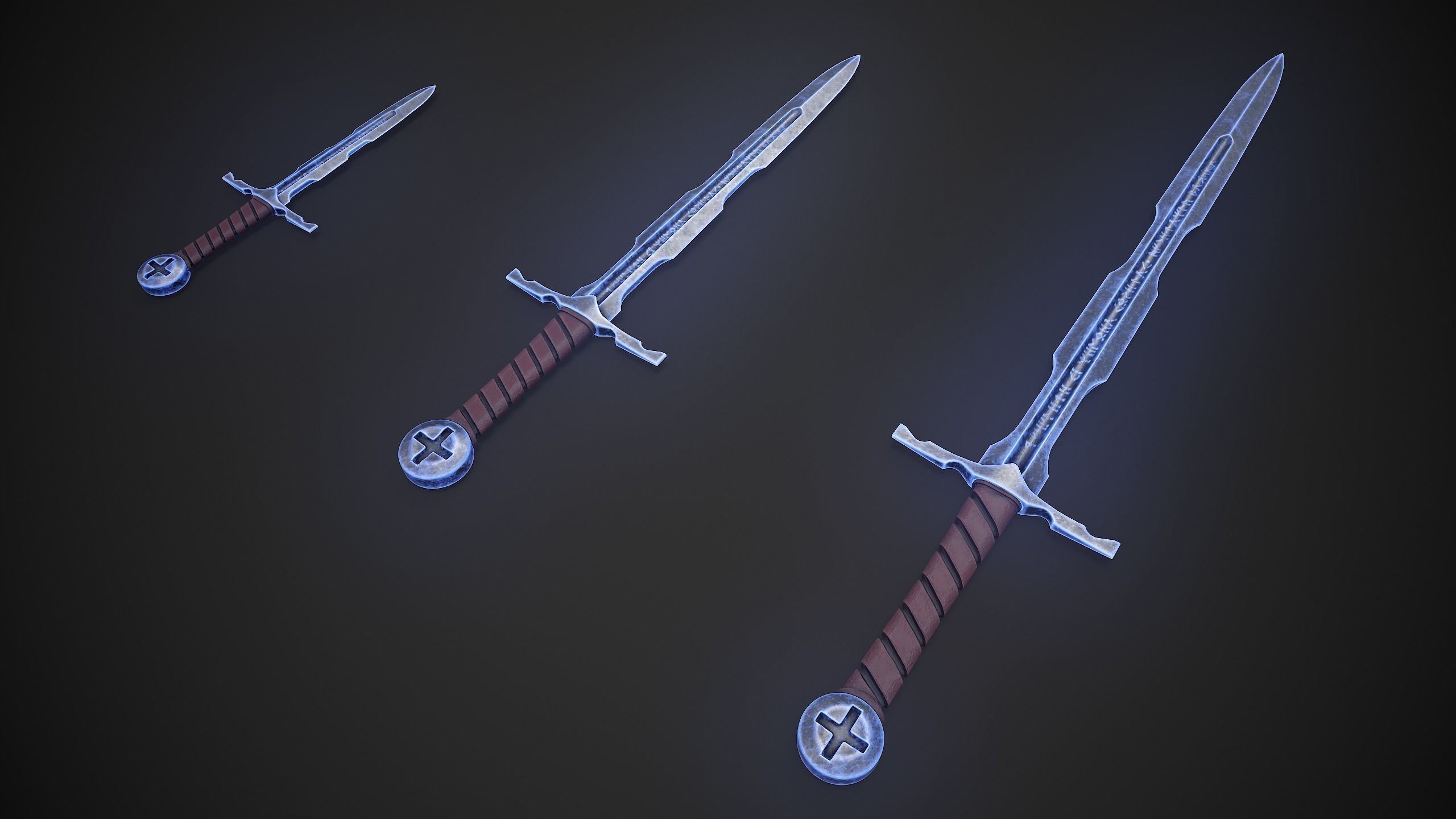 Templar Broadsword Low-poly 3D model_5
