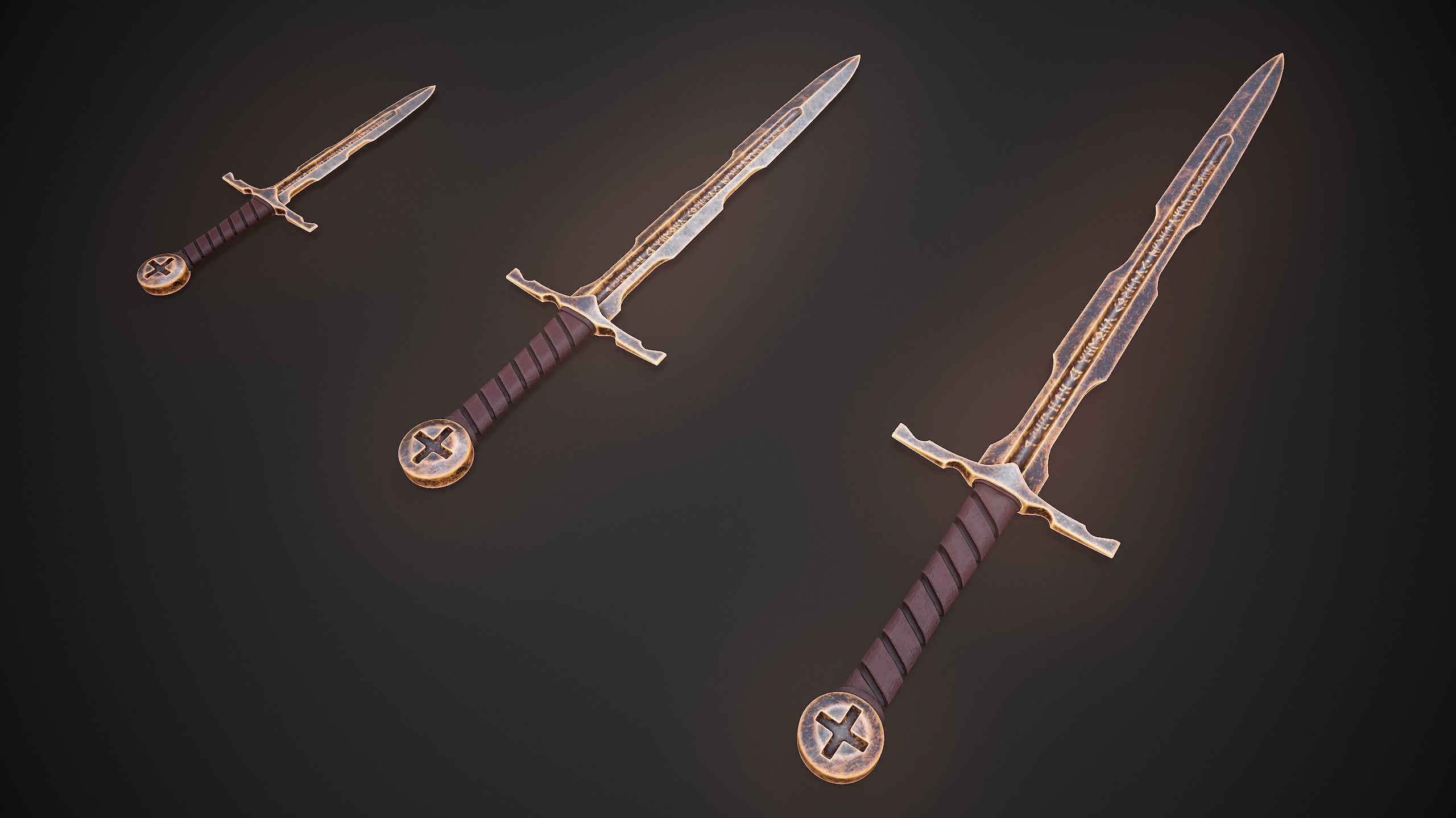 Templar Broadsword Low-poly 3D model_3