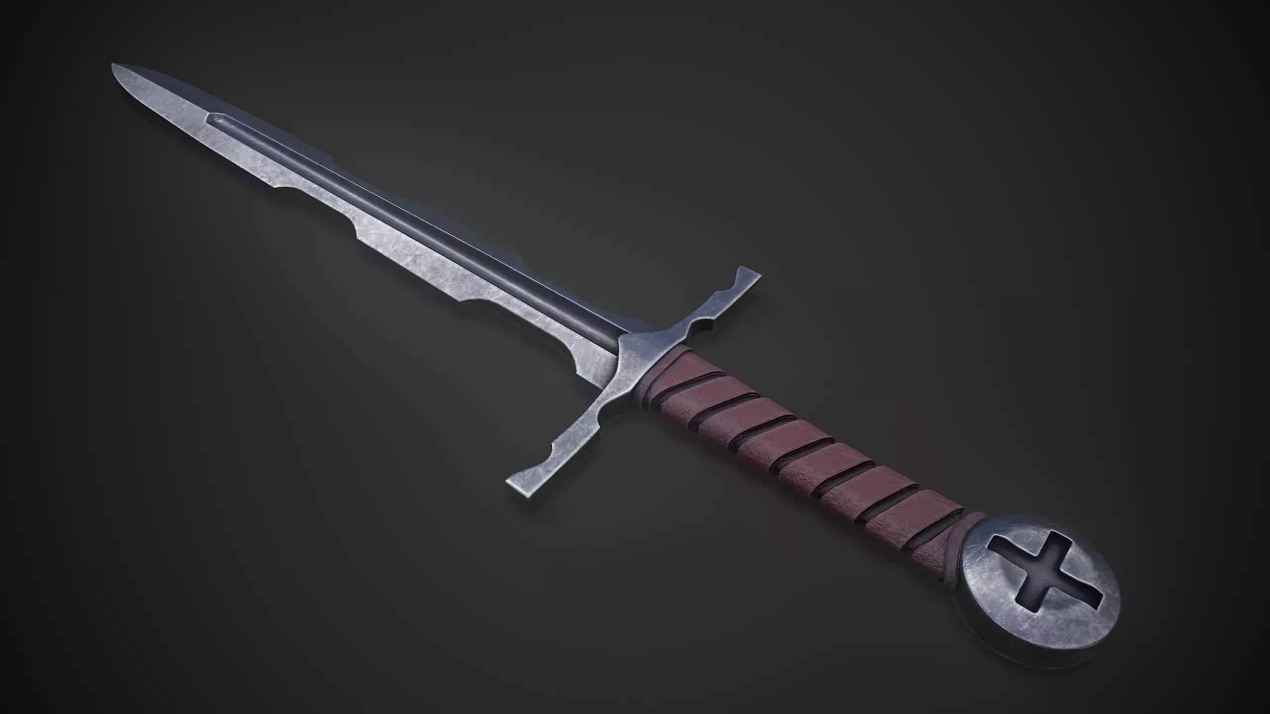 Templar Broadsword Low-poly 3D model_0