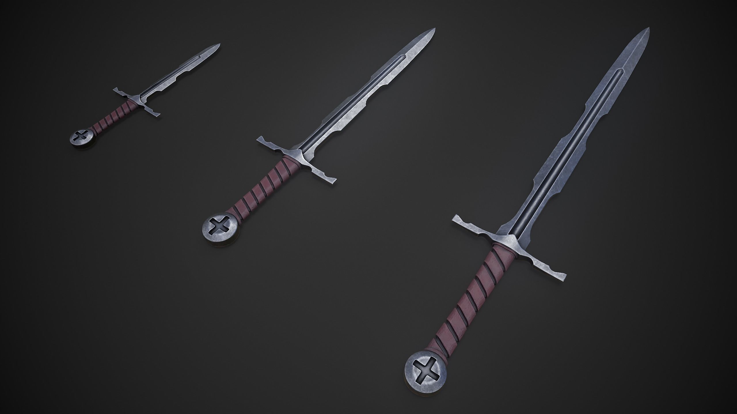 Templar Broadsword Low-poly 3D model_2