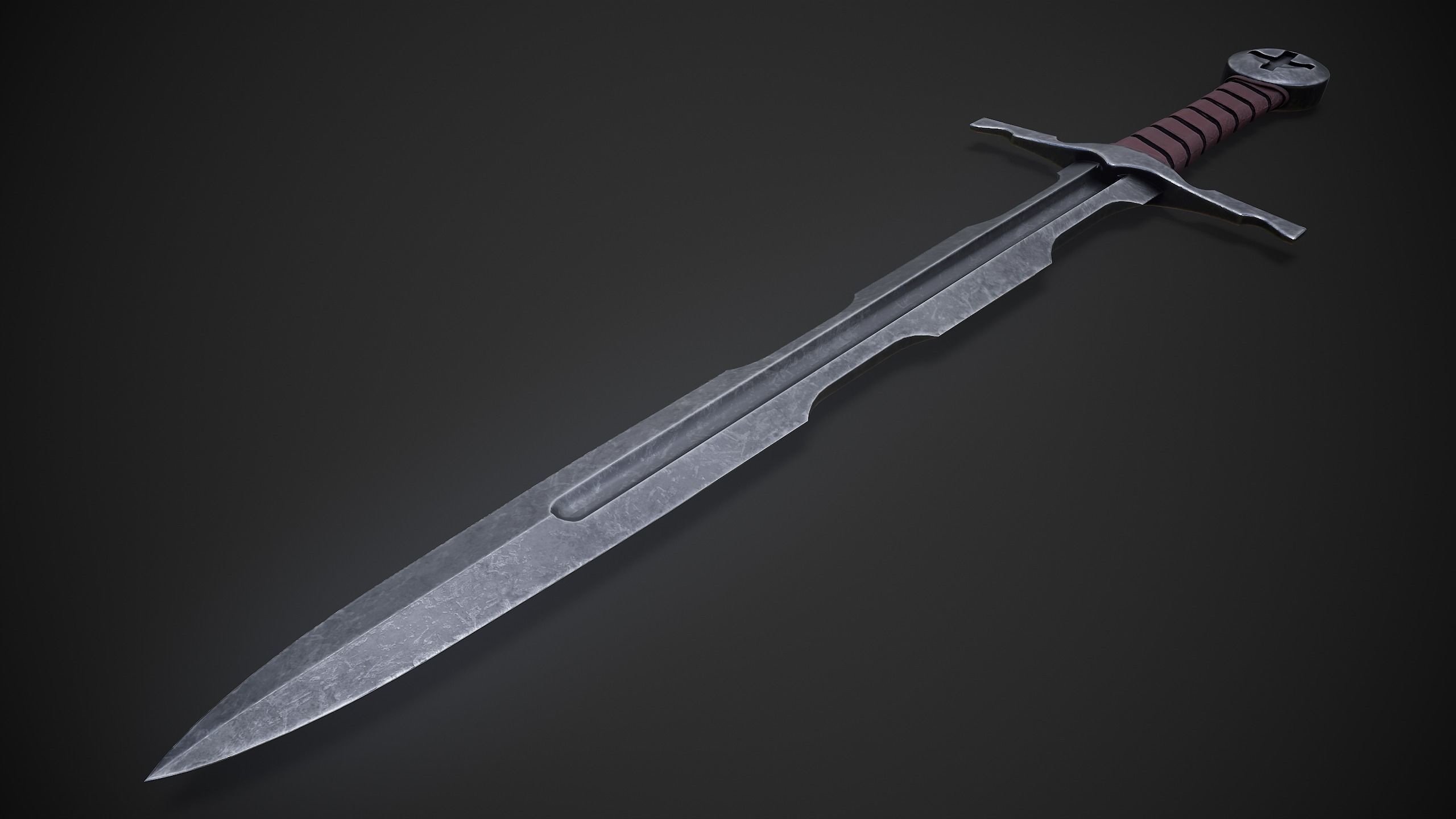 Templar Broadsword Low-poly 3D model_1