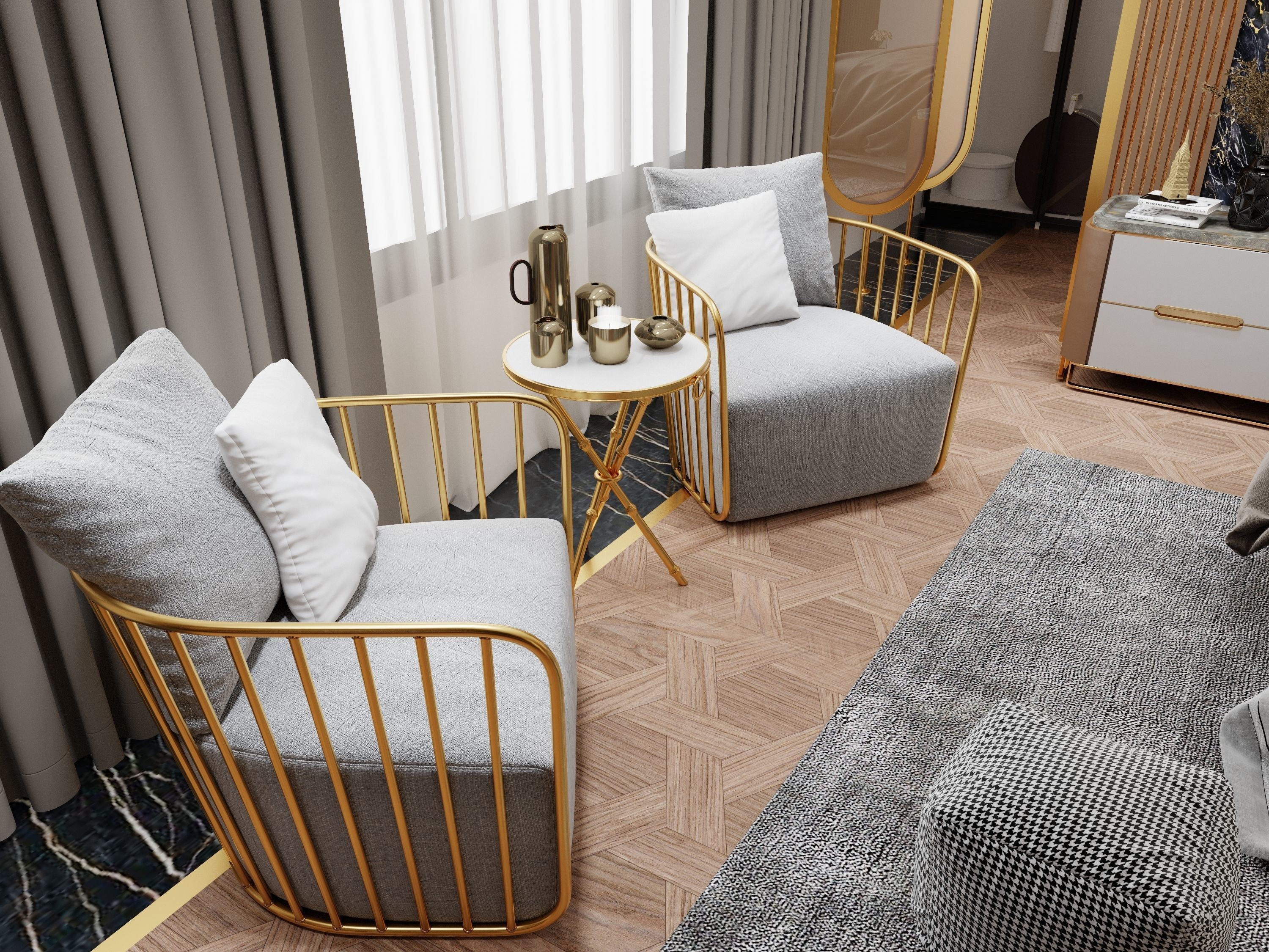 Master Bedroom interior full scene 3D model 3D model_1