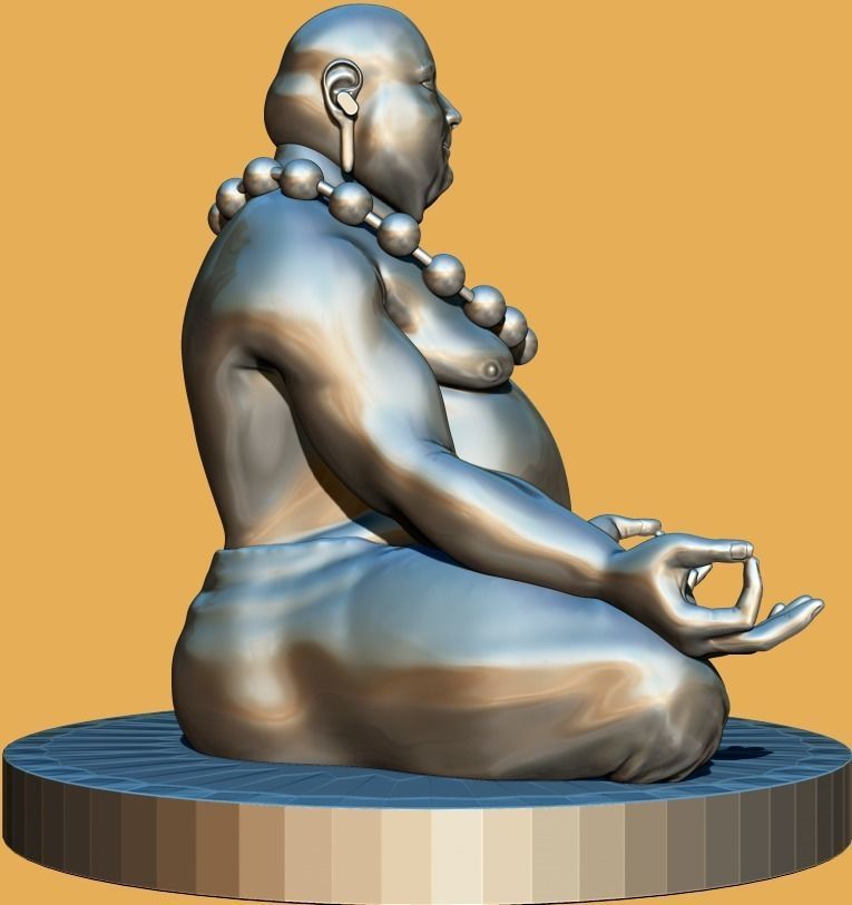 monk statue 3D model_4