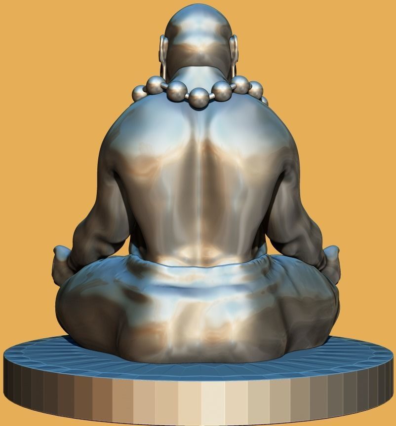 monk statue 3D model_2