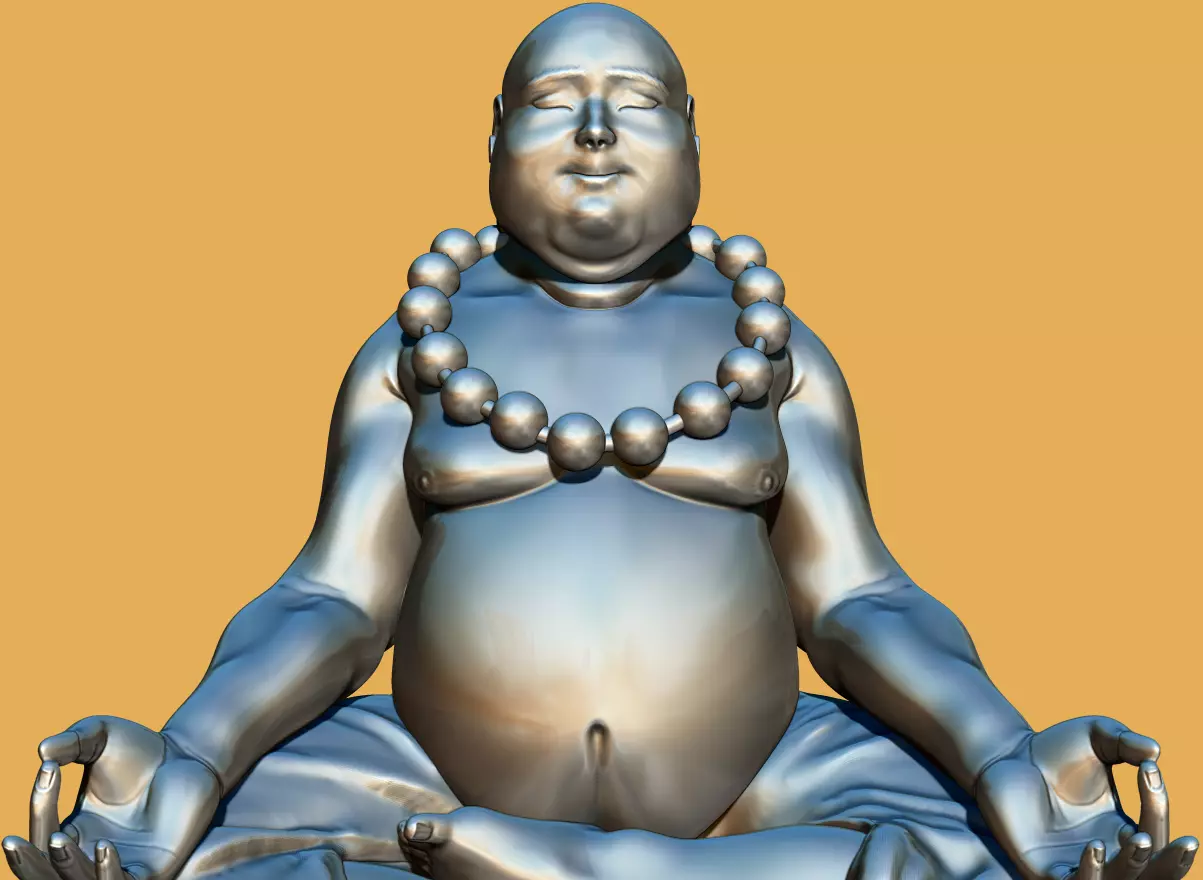 monk statue 3D model_0