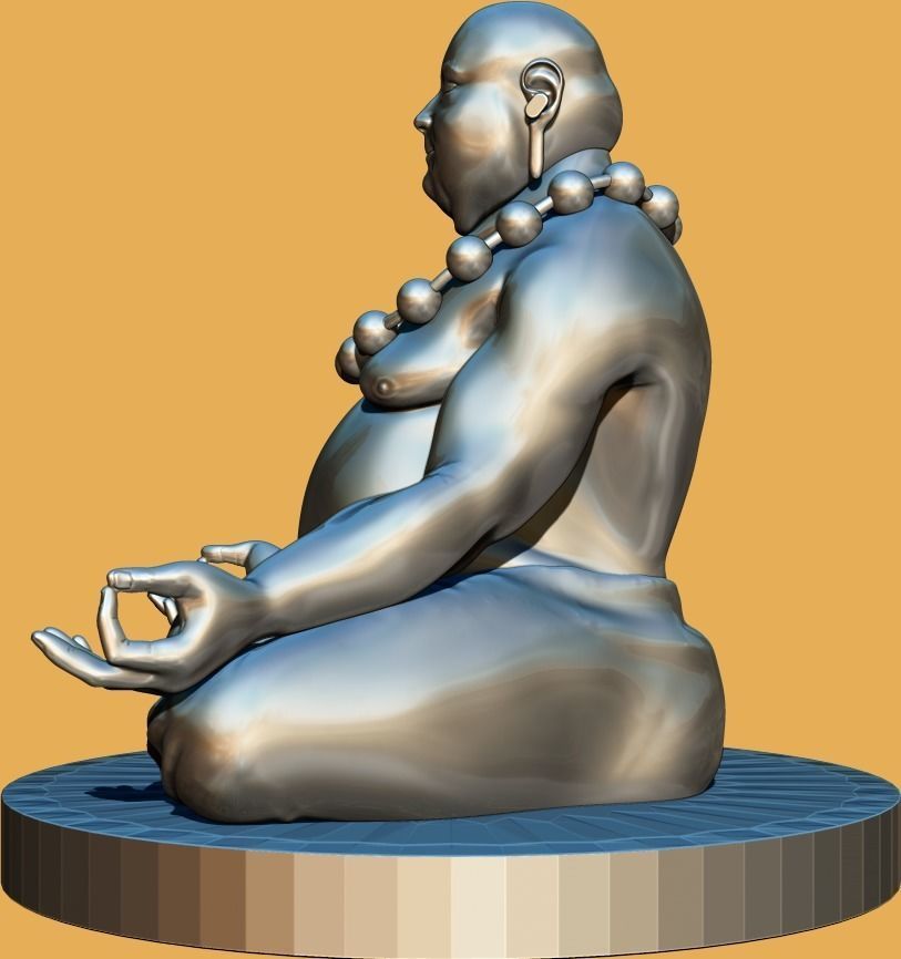 monk statue 3D model_3