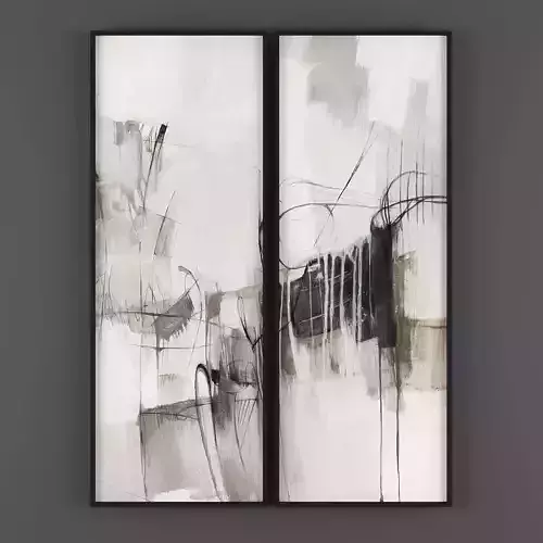 Art297 abstract painting hanging on wall Low-poly 3D model