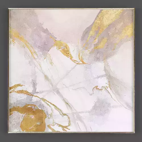Art299 abstract painting in gold frame Low-poly 3D model