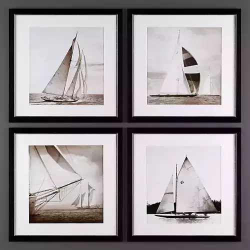 Art302 two sailboats framed in sepia Low-poly 3D model
