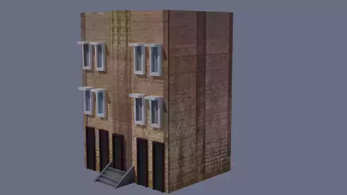 Lowpoly building brick with stairs