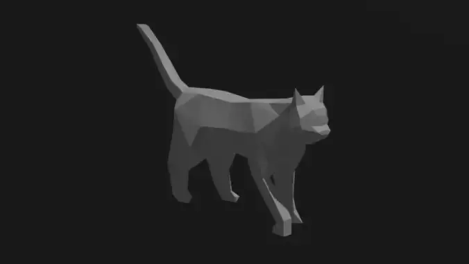 Low-poly cat 3D model 3D print model