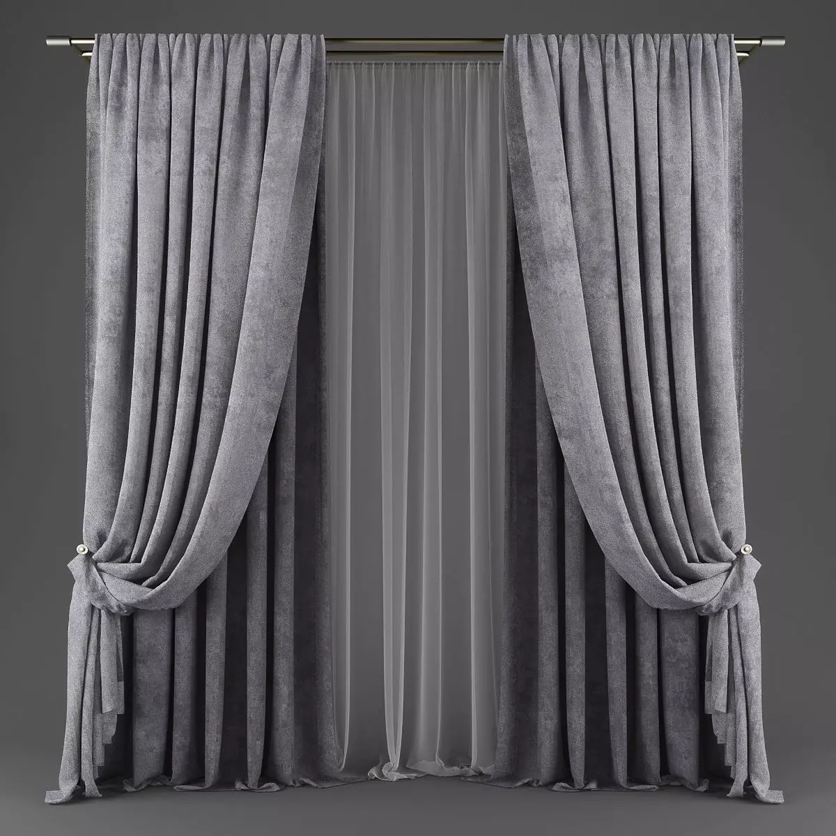 Curtains508 curtain with two bows Low-poly 3D model
