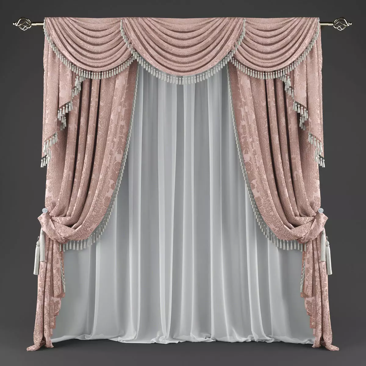 Curtains510 curtain with tassels Low-poly 3D model