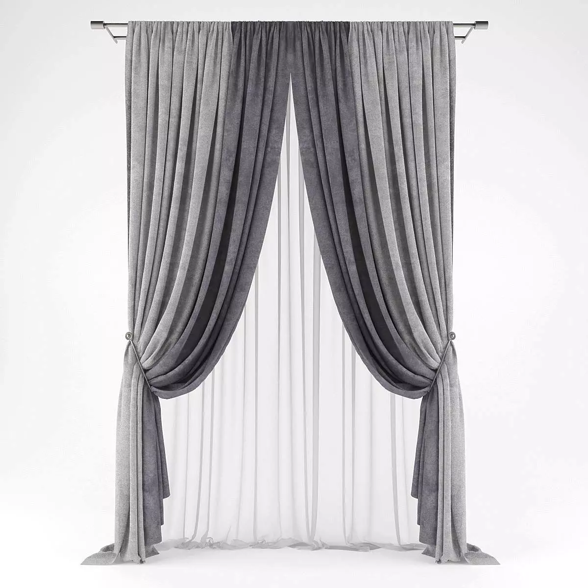 Curtains514 curtain with drapes Low-poly 3D model