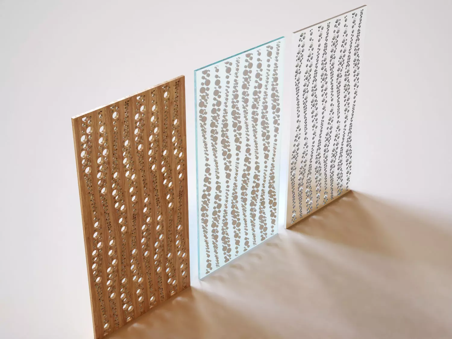 Partition three wooden panels 3D model_0