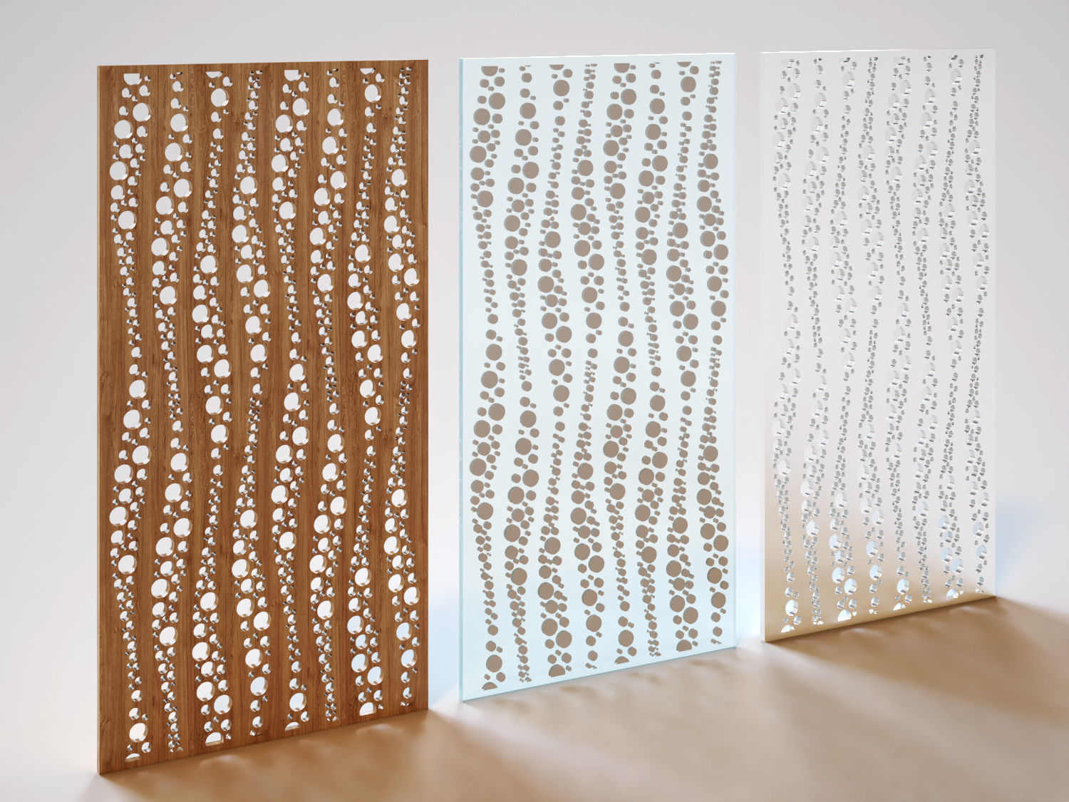 Partition three wooden panels 3D model_1