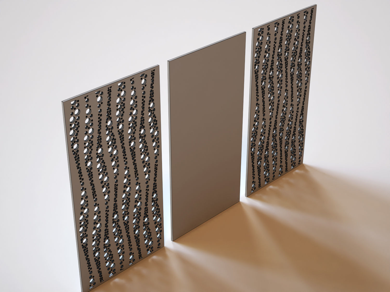 Partition three wooden panels 3D model_2