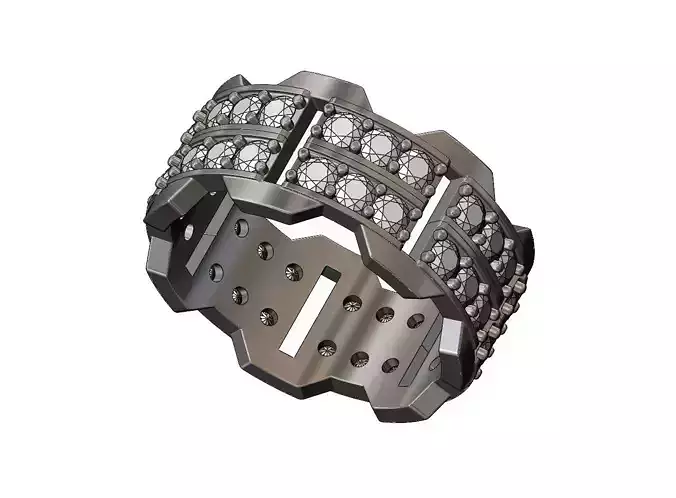 Double Row Diamond chamfered link band