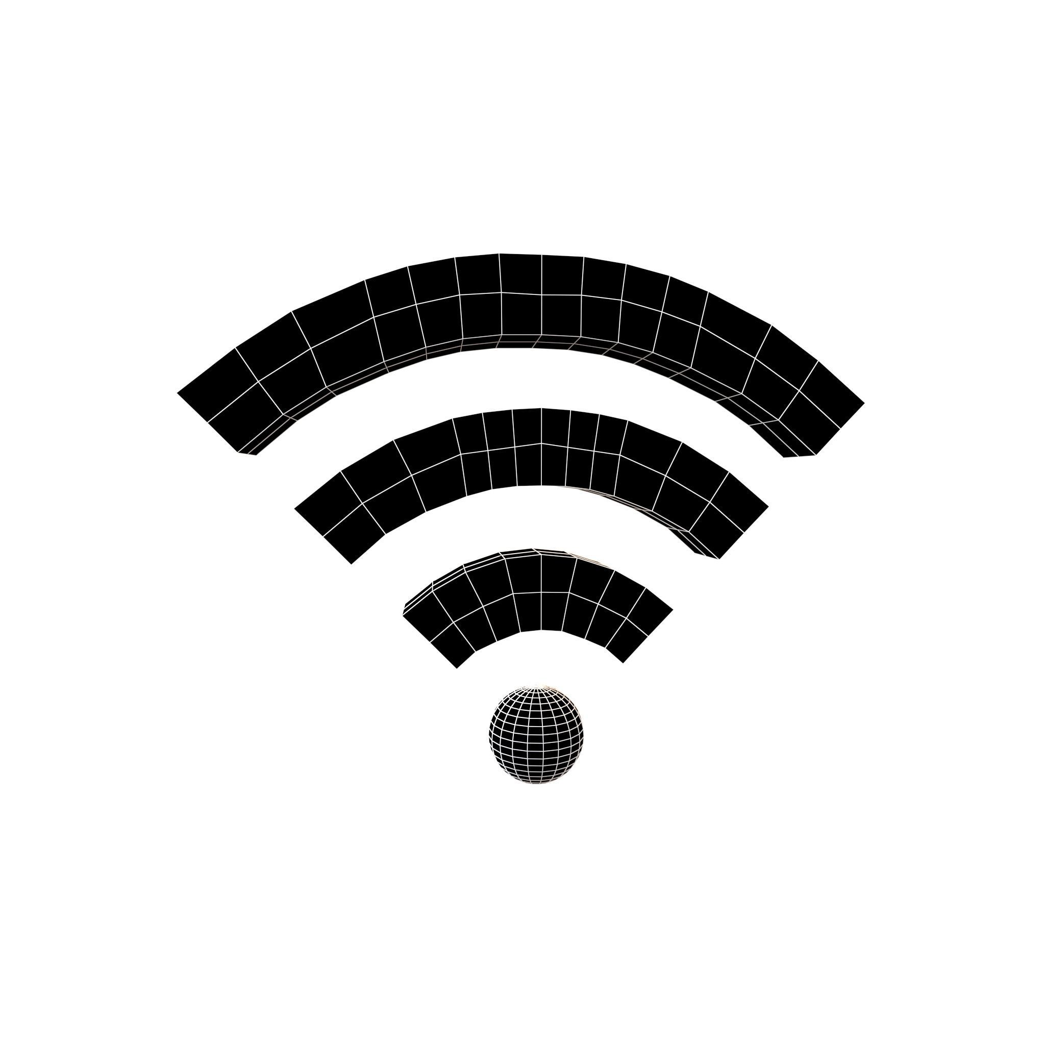 Wifi Symbol v2 005 Low-poly 3D model_4