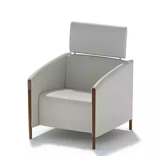 White Armchair With Wooden Legs
