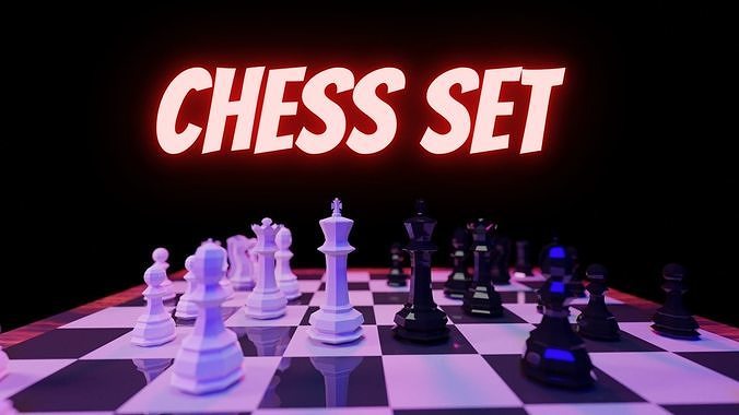 Chess Set Low-poly 3D model