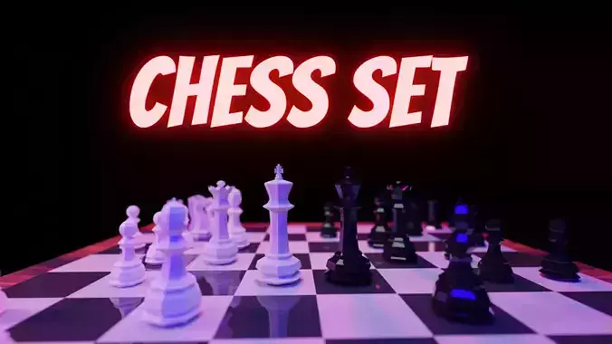 Chess Set Low-poly 3D model