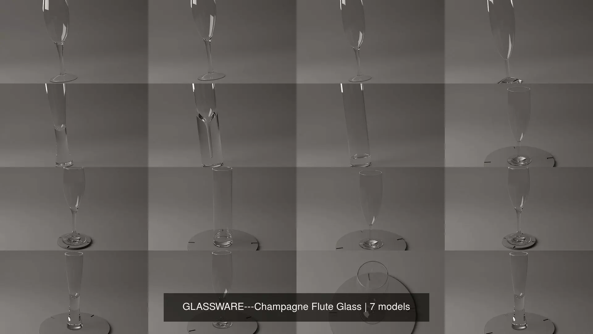 GLASSWARE---Champagne Flute Glasses 3D Model Collection_8
