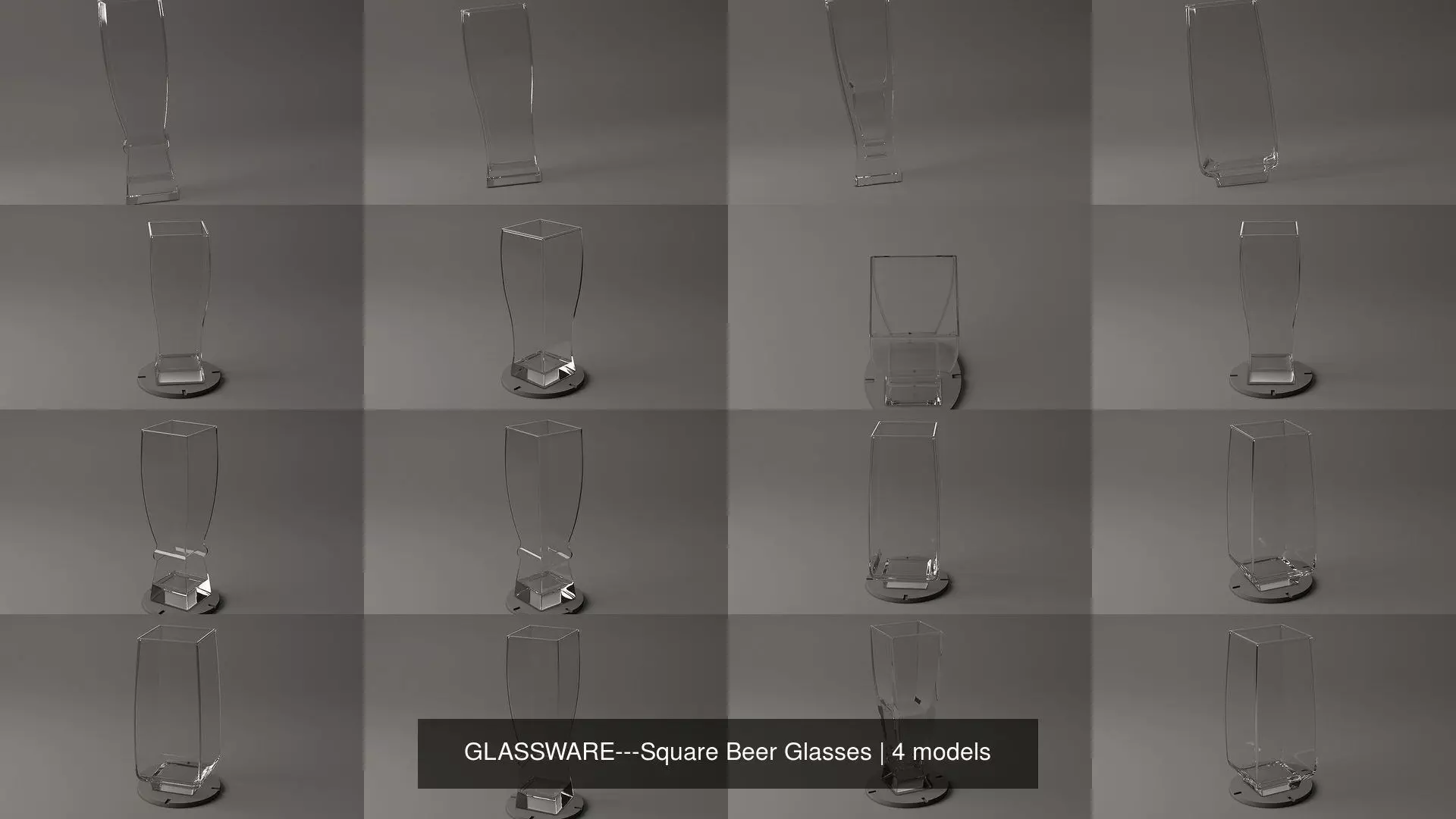 GLASSWARE---Square Beer Glasses 3D Model Collection_5
