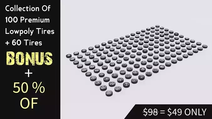 Collection Of 100 Premium Lowpoly Tires