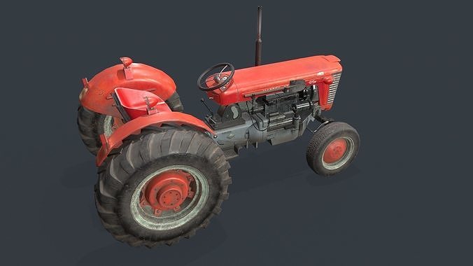 Tractor MF 65 Low-poly 3D model 2