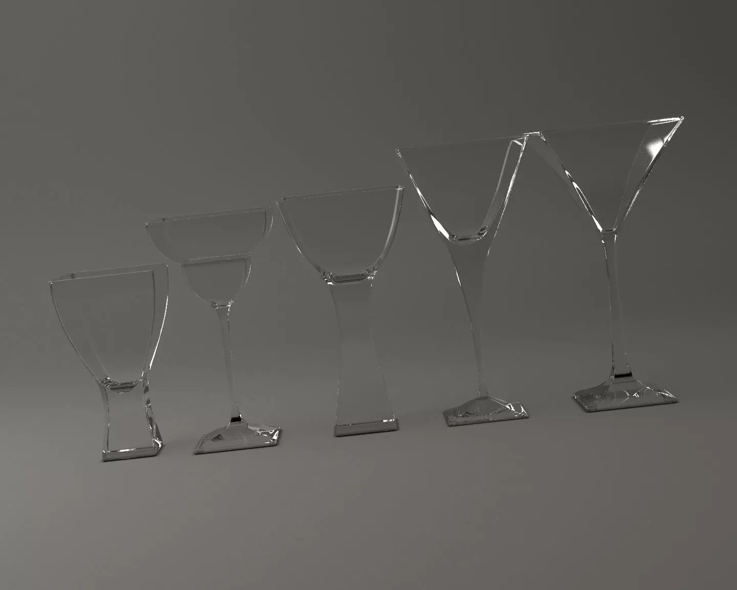 GLASSWARE---Square Cocktail Glasses 3D Model Collection_0